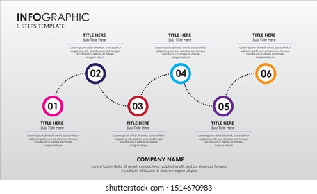 Ilustración vectorial moderna Plantilla de diseño infográfico con 6 opciones o pasos. Se puede utilizar para procesos, presentaciones, diseño, banner, info graph