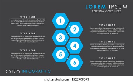 Modern vector illustration Infographic design template with  6 options or steps. Can be used for process, presentations, layout, banner,info graph