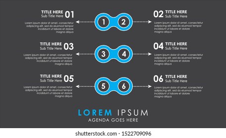 Modern vector illustration Infographic design template with  6 options or steps. Can be used for process, presentations, layout, banner,info graph