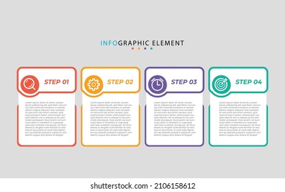 moderne Vektorgrafik Infografische Design-Vorlage mit Symbolen und 4 Optionen oder Schritten. Kann für Prozess, Präsentationen, Layout, Banner, Infografik Eps10 verwendet werden