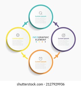moderne Vektorgrafik Infografische Design-Vorlage mit Kreissymbols und 4 Optionen oder Schritten. Kann für Prozess, Präsentationen, Layout, Banner verwendet werden. EPS10