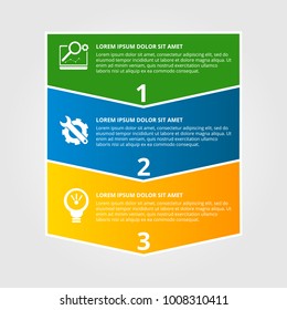 Modern vector illustration. Infographic template with three elements, arrows of the rectangle and percentages. Step by step. Designed for business, presentations, web design, diagrams with 3 steps.