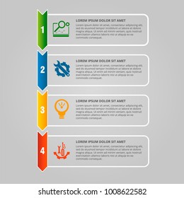 Modern vector illustration. Infographic template with four elements, arrows of the rectangle and percentages. Step by step. Designed for business, presentations, web design, diagrams with 4 steps.