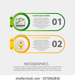 Modern Vector Illustration. Infographic Template With Two Elements, Circles And Text. Step By Step. Designed For Business, Presentations, Web Design, Diagrams With 2 Steps.