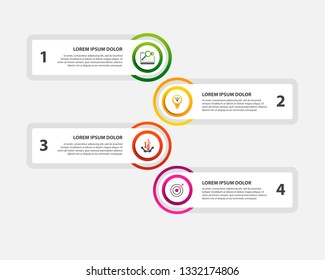Modern vector illustration. Infographic template with four elements, circles and text. Step by step. Designed for business, presentations, web design, diagrams with 4 steps.