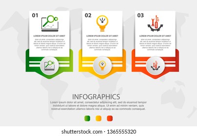 Modern vector illustration. Infographic template with three elements, circles and text. Step by step. Designed for business, presentations, web design, diagrams with 3 steps.