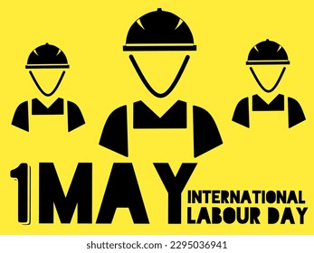 Modern vector illustration of International Labor Day which is celebrated on May 1st. In black and yellow style.