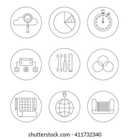 Modern vector illustration of Internet technology, web design and programming linear icons set. Web design Icons Symbol set