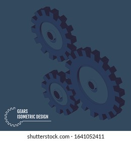 Modern vector illustration of isometric gears with on the grey
