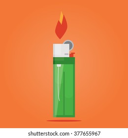 Modern vector illustration of lighters with fire. 