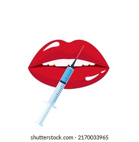 Modern vector illustration of lips injections. Lip augmentation. Hyaluronic Acid injections eps 10