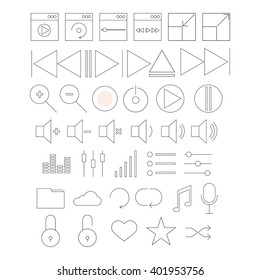 Modern vector illustration of Media Player Icons Set. Media player buttons collection
