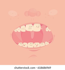 Modern vector illustration of missing teeth. Dental healthcare. Cute vector.