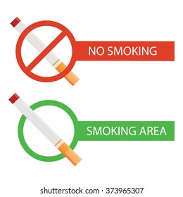 modern vector illustration of no smoking and smoking area signs, 