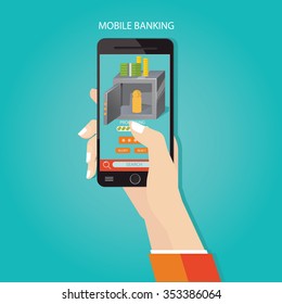 Modern vector illustration of online banking, money savings