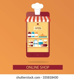 Modern vector illustration of online shopping