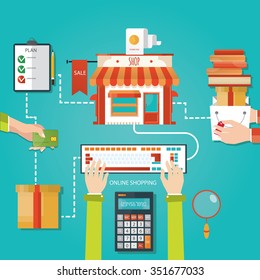 Modern vector illustration of online shopping, finance