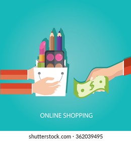 Modern vector illustration of online shopping, delivery service