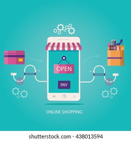 Modern vector illustration of online shopping, finance item