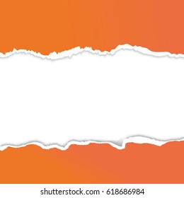 Modern vector illustration of orange ripped paper on white background.