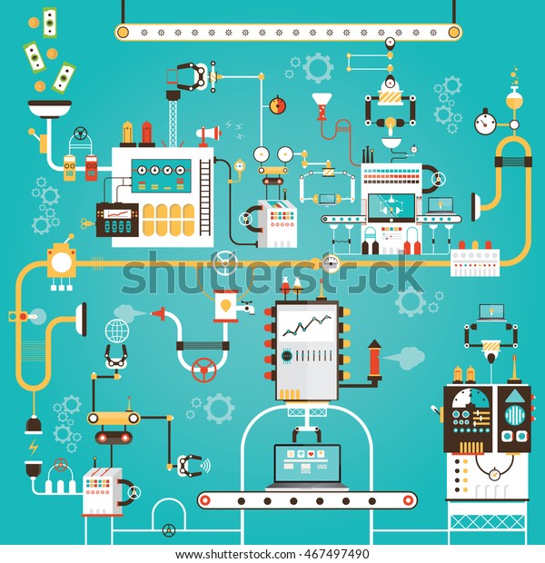 Modern Vector Illustration Pc Production Factory Stock Vector (Royalty ...