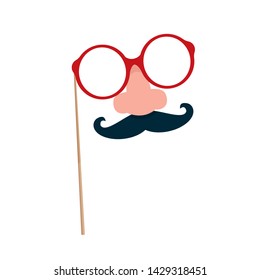Modern vector illustration of photo booth props. Photobooth accessories for party, birthday, wedding, carnival  isolated on white background