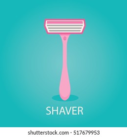 Modern vector illustration of pink woman's Shaving razor. 