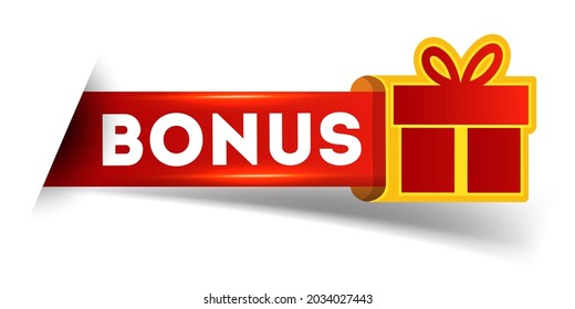 Modern Vector Illustration Red Bonus Label With Gift.  
