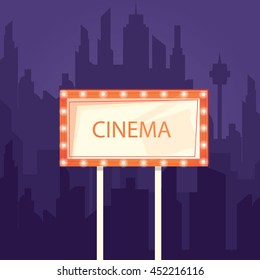 Modern vector illustration of red retro cinema frame 