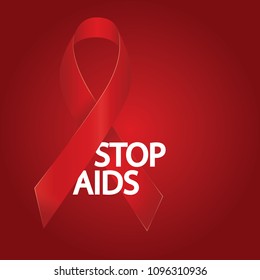 modern vector illustration of red ribbon. Stop AIDS sign