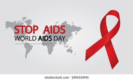 ilustração vetorial moderna de fita vermelha. Parar sinal de AIDS
