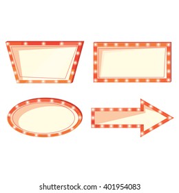 Modern vector illustration of retro vintage billboard, light banner, retro arrow with space for text