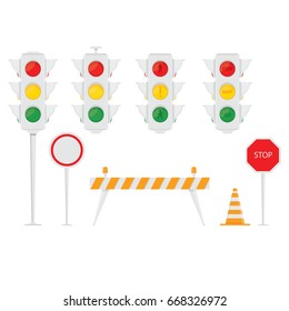 Modern vector illustration of road signs isolated on transparent background.
