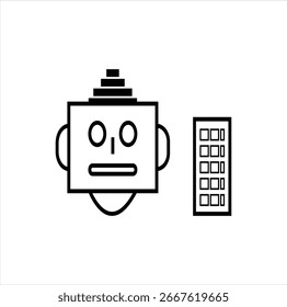 Una Ilustración vectorial moderna de una cabeza de robot, ideal para su uso en App, Sitios web y cualquier proyecto relacionado con la IA, la robótica o la tecnología del futuro.