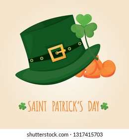Modern vector illustration of Saint Patrick's Day. St. Patrick's Day symbols