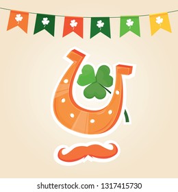 Modern vector illustration of Saint Patrick's Day. St. Patrick's Day symbols