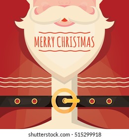 Modern vector illustration of Santa Claus. Christmas card poster banner. Xmas greeting  template design with Happy New Year.