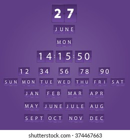 modern vector illustration of scoreboard numbers, Timer Date and Calendar