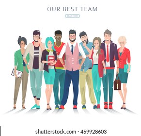 Modern vector illustration / Set of business people with different actions, feelings and emotions / creative men and women /  office team  /  can be used for websites and banners