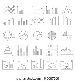 modern vector illustration of set of diagram and graphs related vector icons, business Infographic icons