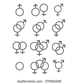Modern vector illustration of Sexual orientation icons set. Gender and sex concept