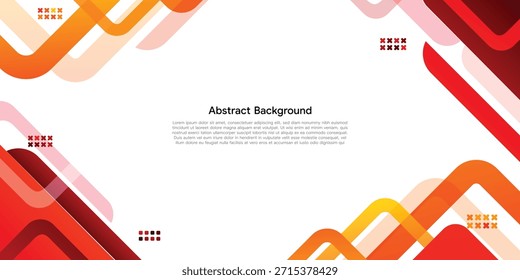 Una Ilustración vectorial moderna que muestra Formas redondeadas dinámicas y superpuestas en un gradiente cálido de tonos naranja, rojo y amarillo sobre un fondo blanco limpio, ideal para el diseño digital.