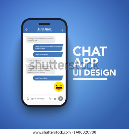 Modern vector illustration smart phone with messenger chat screen in flat style.