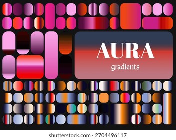 A ilustração vetorial moderna com retângulos arredondados e suaves apresenta cores de gradiente suaves, como laranja, roxo, azul e rosa. O estilo é abstrato e geométrico, enfatizando paletas calmas e modernas.

