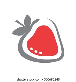 Modern vector illustration. Strawberry. Icon flat lines. Fruit a sweet dessert. The emblem of berry fruit. Symbol, icon, isolated pattern menu.