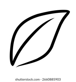 Moderne Vektorgrafik eines stilisierten Blattes mit klaren Linien und glatter Form, ideal für Öko-Designs, botanische Themen, Bio-Produkte, Naturvisuelles und nachhaltiges Branding.