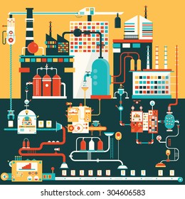Modern vector illustration of tablet mobile pc production