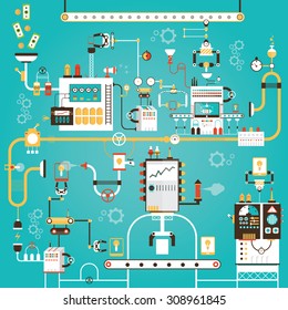 Modern vector illustration of tablet pc manufacturing