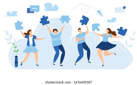 Moderna ilustración vectorial del trabajo en equipo.  Concepto de negocio de metáfora de equipo. Asociación empresarial. Brainstorm. Buscando nuevas ideas soluciones. La gente se prepara para el inicio de nuevos negocios.