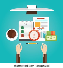 Modern vector illustration of Time management concept planning, organization, working time, business concept